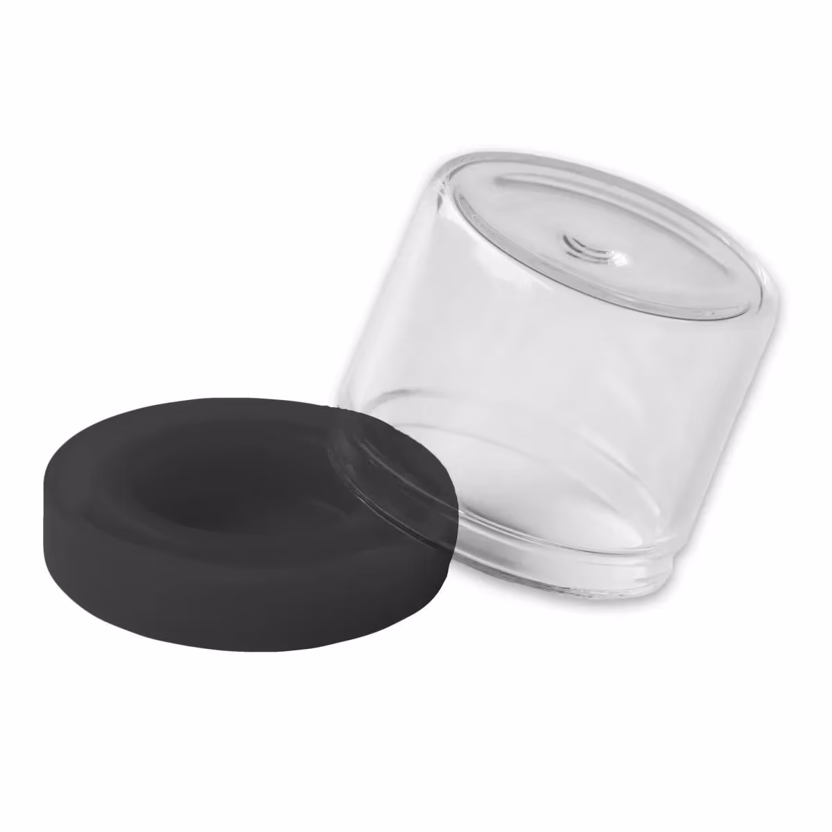6ML Round Glass Concentrate Jar W/ Silicone Lids – Black Lids