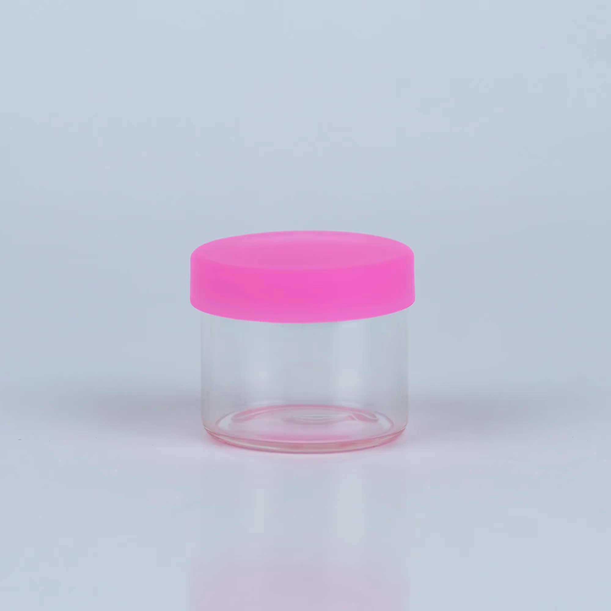 6ML Round Glass Concentrate Jar W/ Silicone Lids - Pink Lids