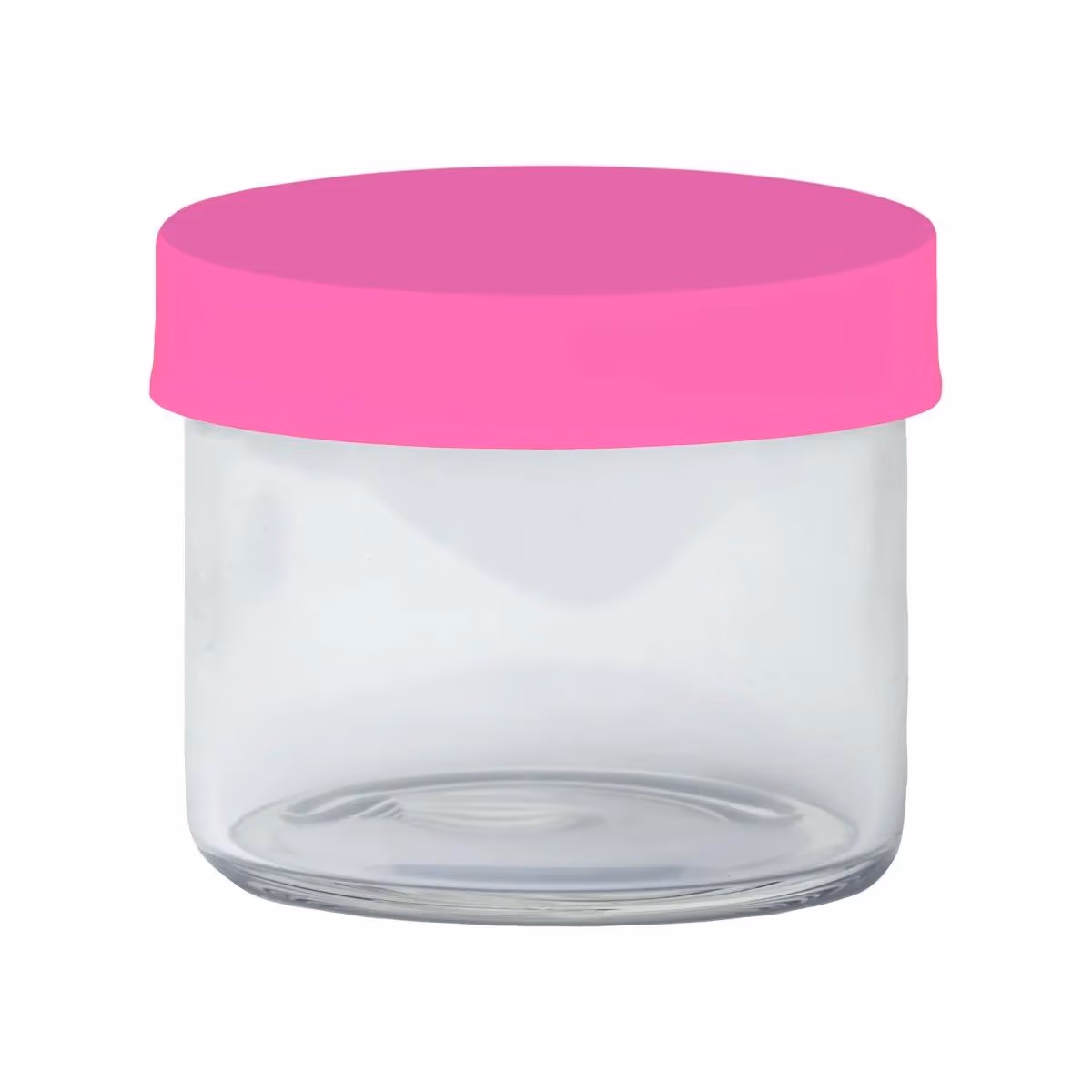 6ML Round Glass Concentrate Jar W/ Silicone Lids - Pink Lids