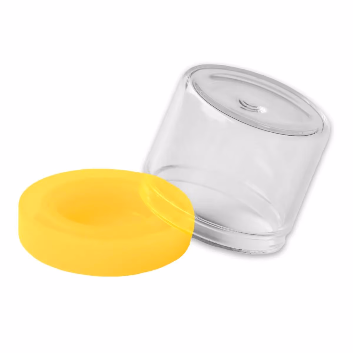 6ML Round Glass Concentrate Jar W/ Silicone Lids - Yellow Lids