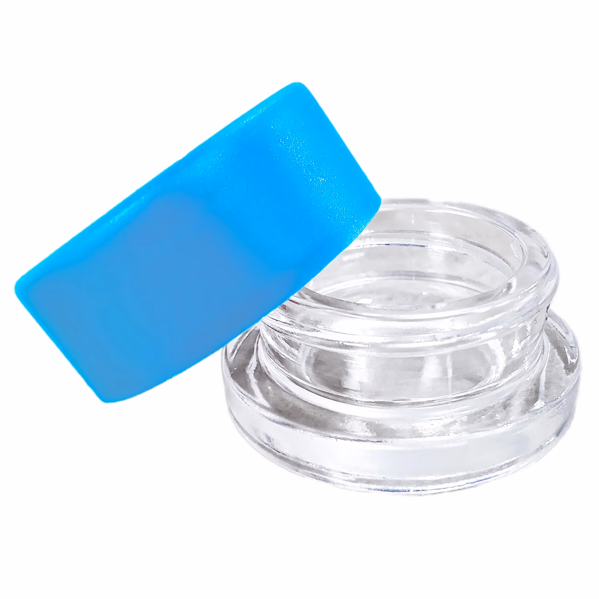 7ML Round Glass Concentrate Jar W/ Child Resistant Lids – Blue Lid (320 Qty)
