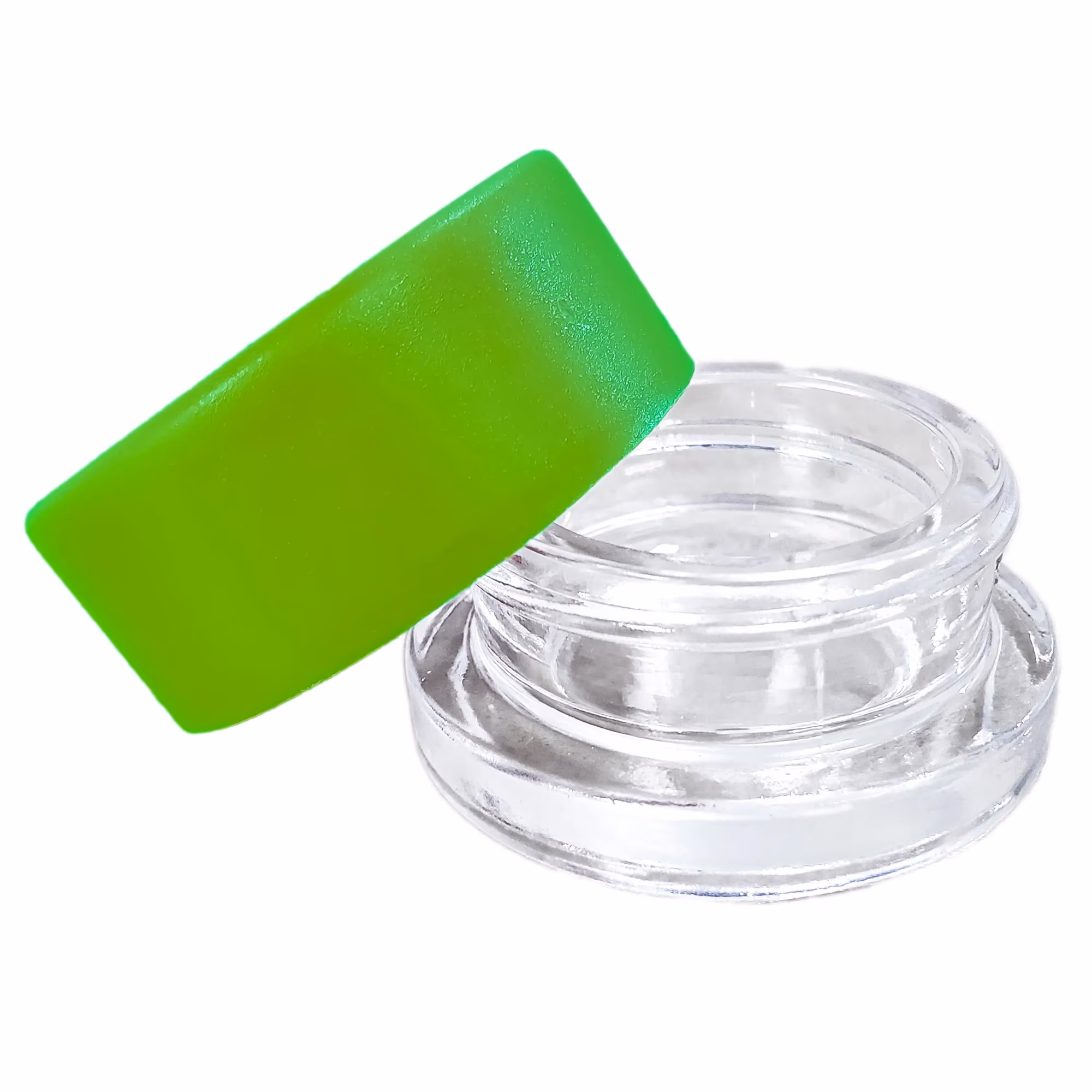 7ML Round Glass Concentrate Jar W/ Child Resistant Lids – Green Lid (320 Qty)