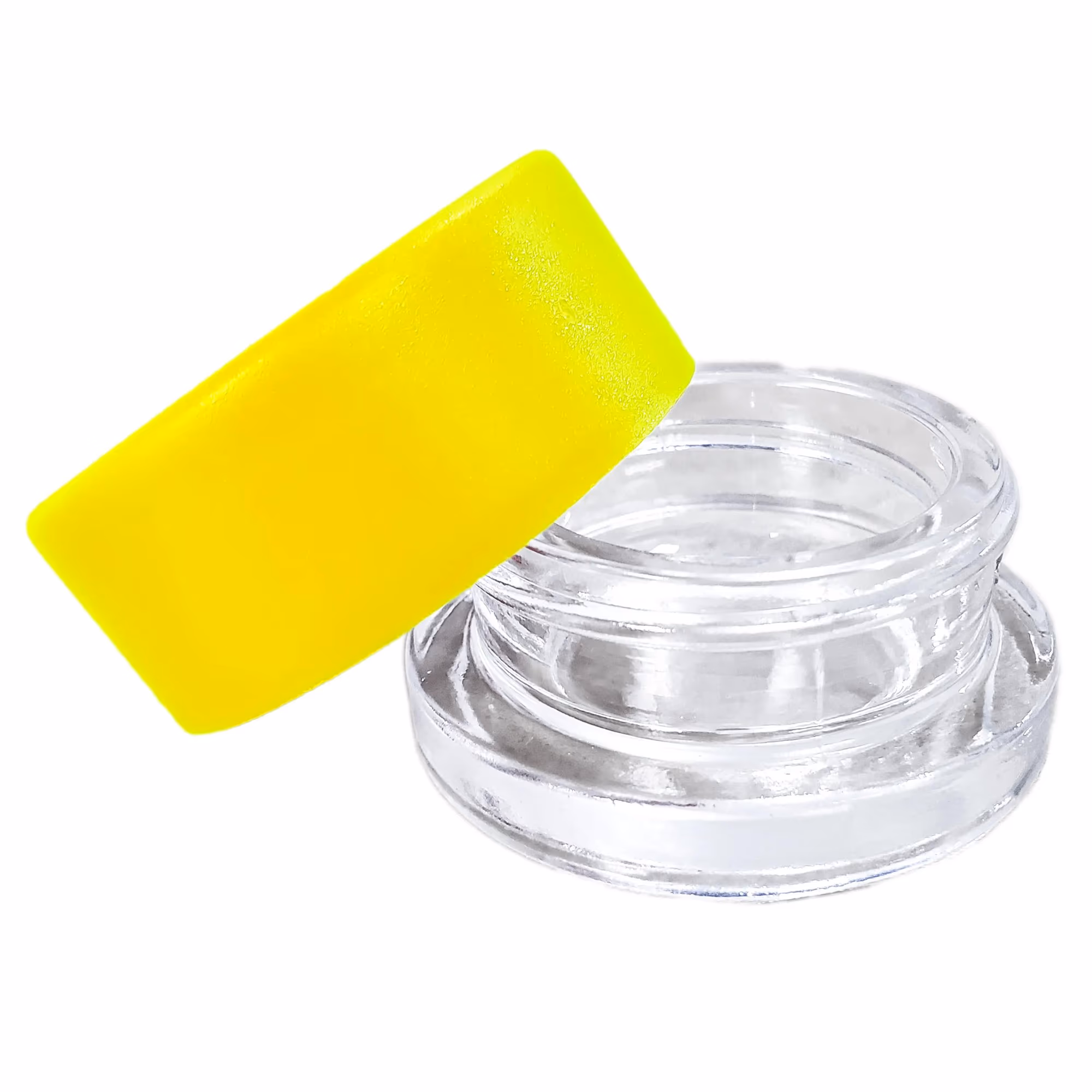 7ML Round Glass Concentrate Jar W/ Child Resistant Lids – Yellow Lid (320 Qty)