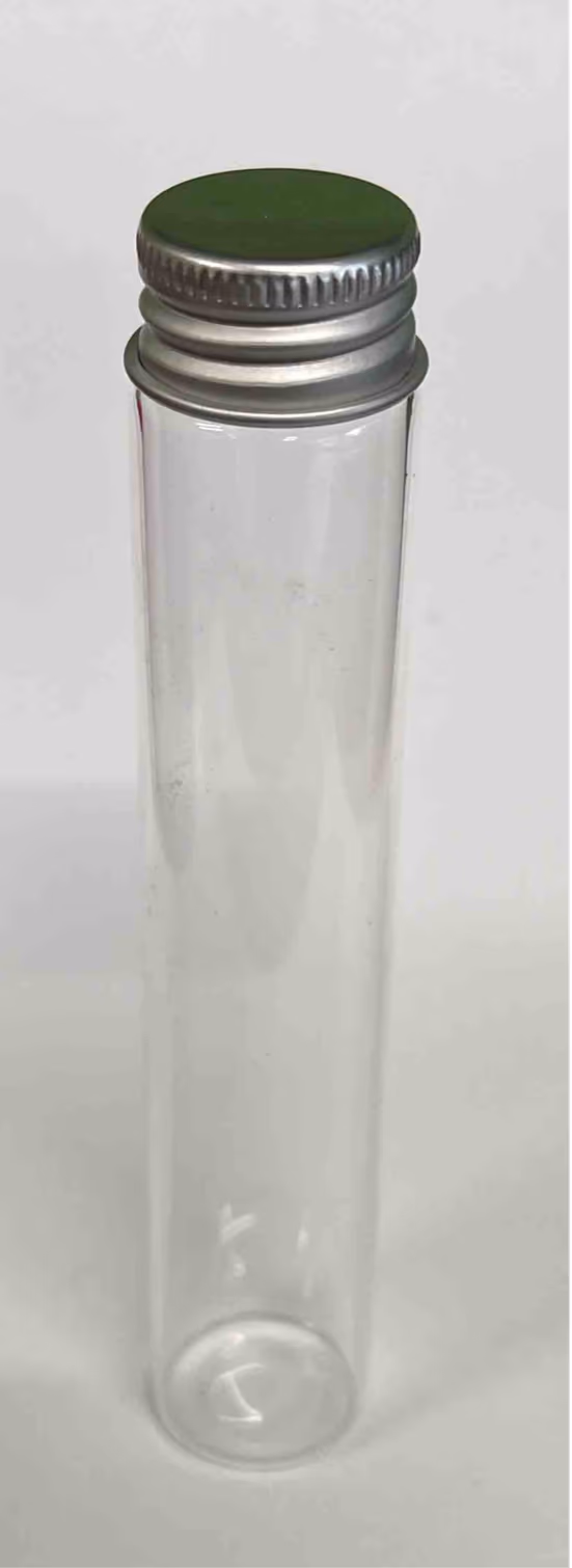 GLASS TUBE- SILVER METAL SCREW ON LID FOR 120MM