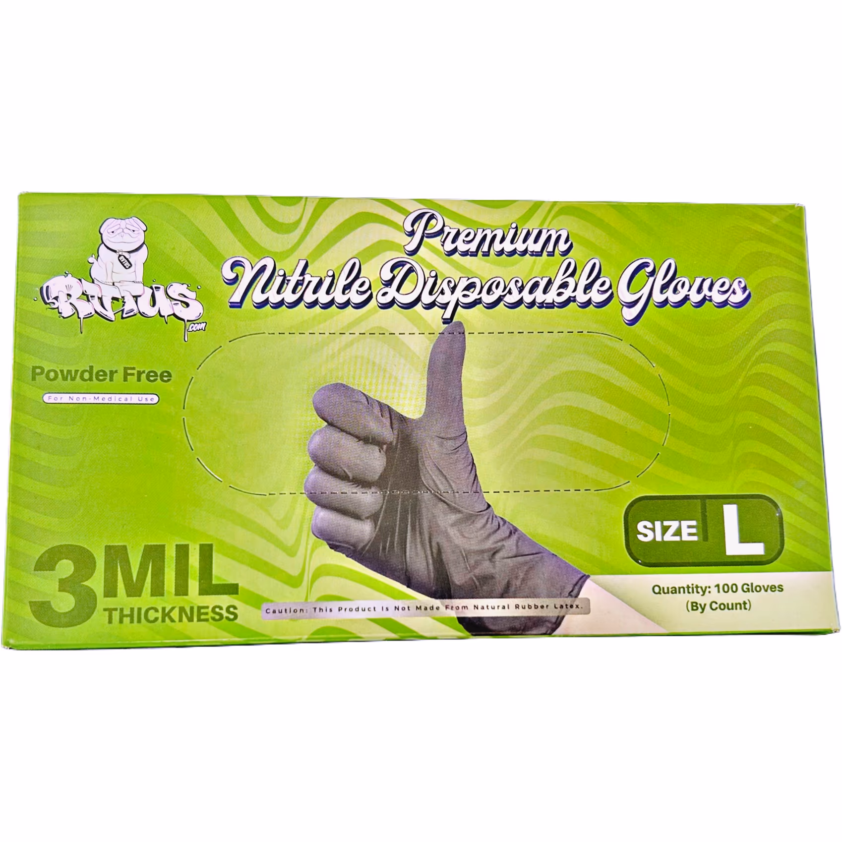 3ML Nitrile Disposable Gloves – Black – Latex Free – Large - Box