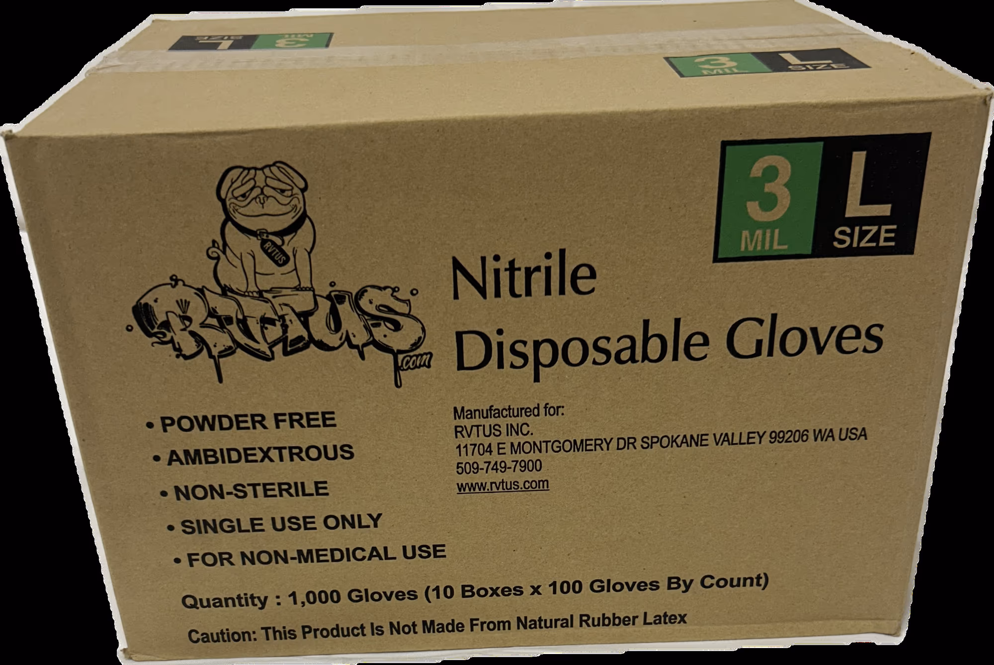RVTUS Nitrile Gloves 5 Mil Disposable Gloves - Powder Free - Latex Free (1000, Large)
