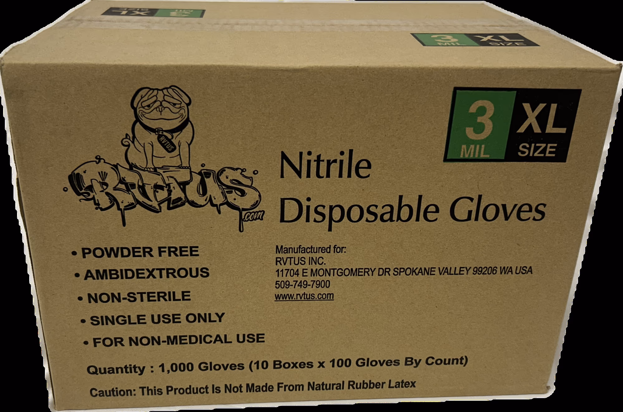 RVTUS Nitrile Gloves 5 Mil Disposable Gloves - Powder Free - Latex Free (1000, X-Large)