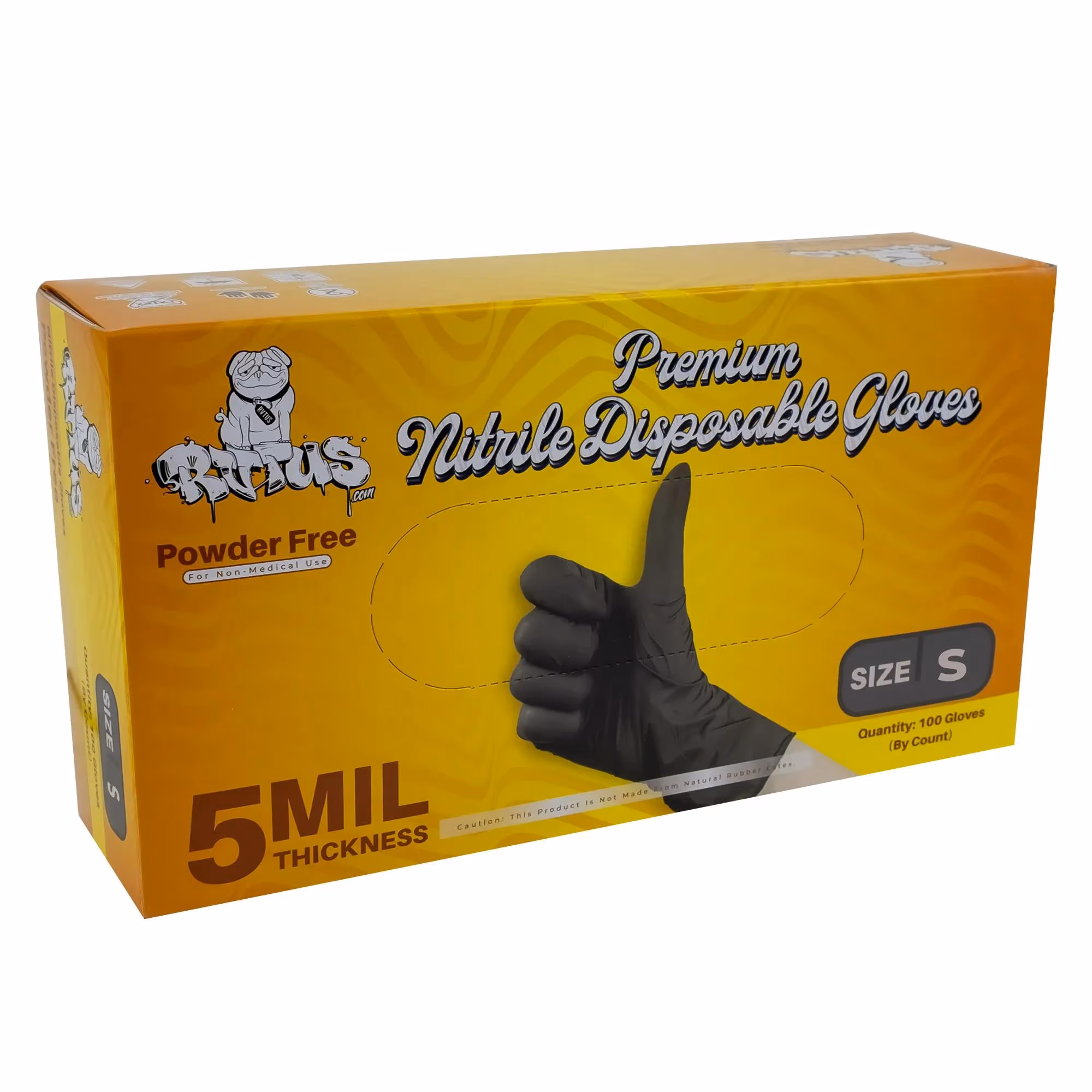 5ML Nitrile Disposable Gloves – Black – Latex Free – Small