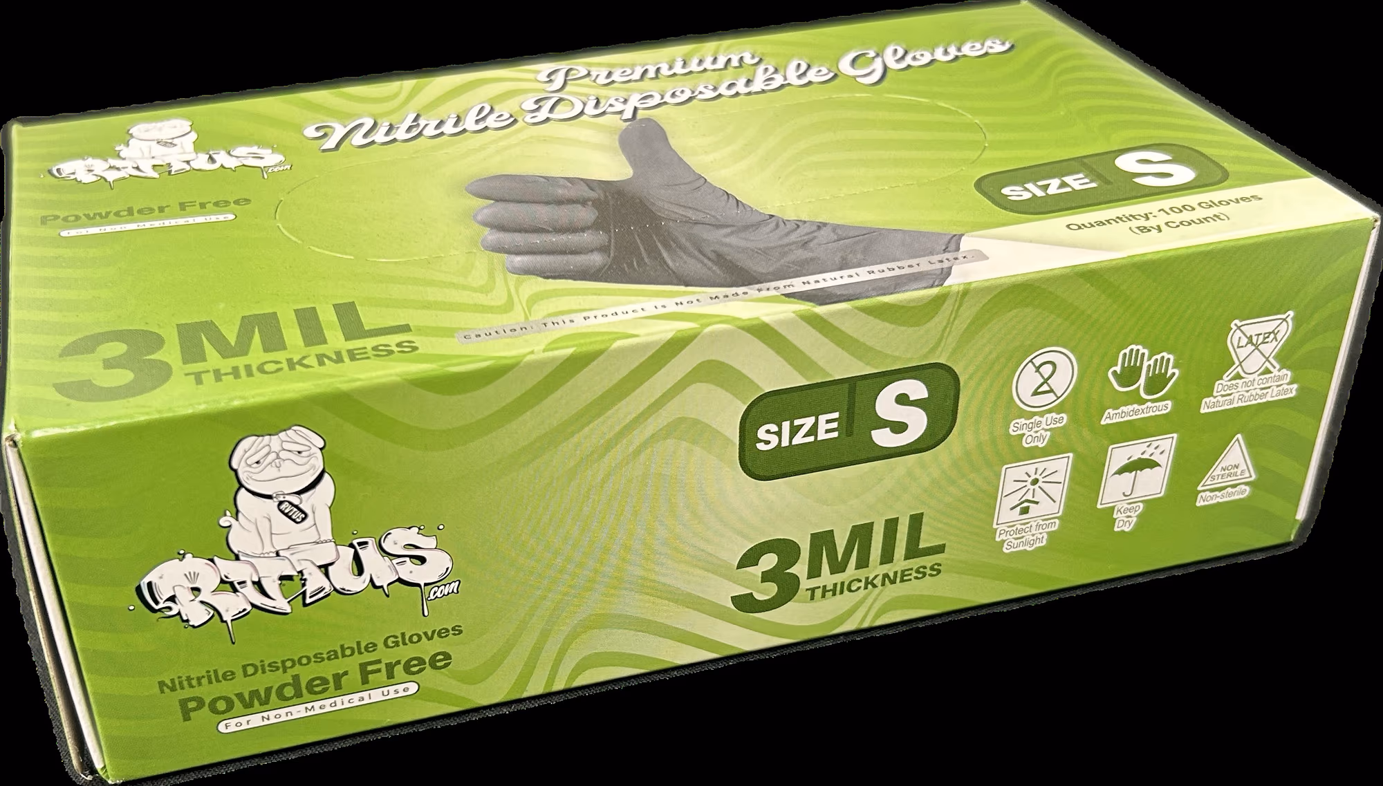 3ML Nitrile Disposable Gloves – Black – Latex Free – Small - Box