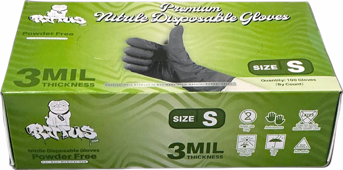 3ML Nitrile Disposable Gloves – Black – Latex Free – Small - Box